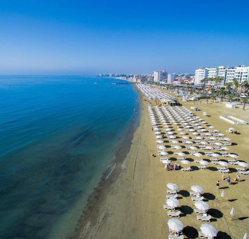 Finikoudes beach in Larnaca from above